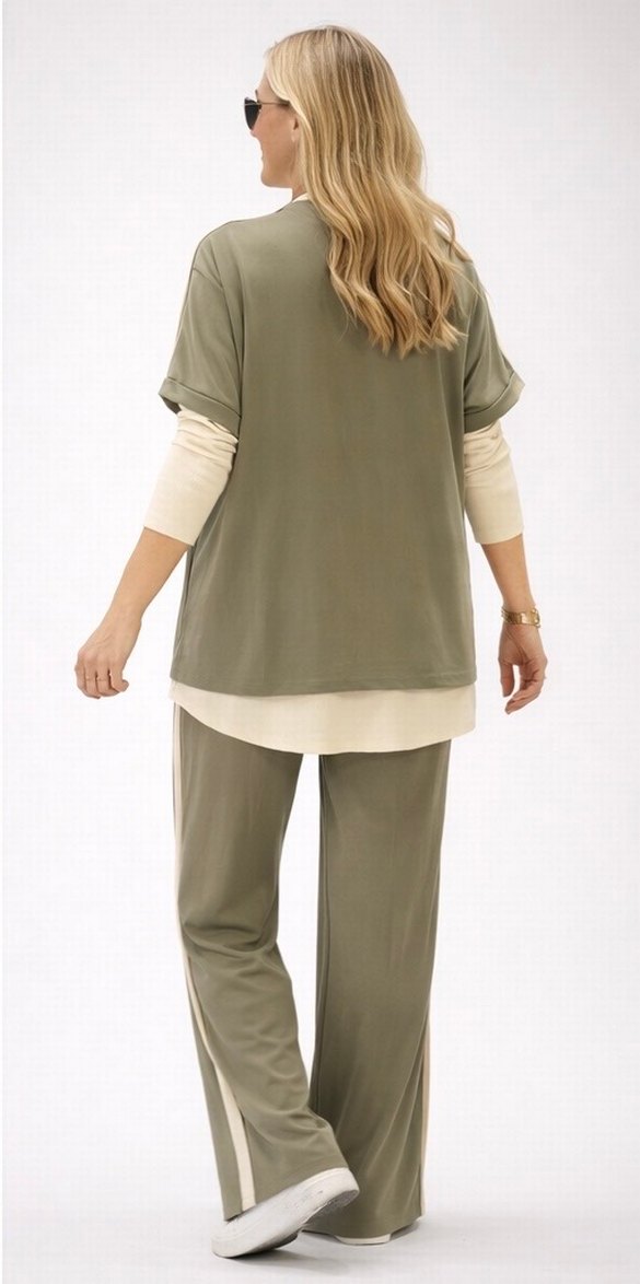Kadın Haki Rahat Kesim 3lü takım - Görsel 3