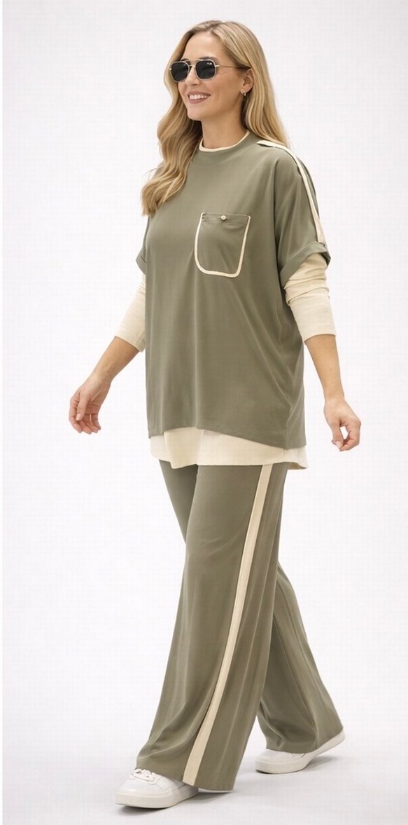 Kadın Haki Rahat Kesim 3lü takım - Görsel 2