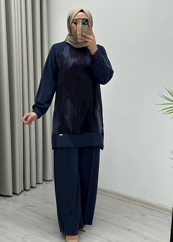 Bordo Bağlama Desenli Uzun Kadın Takım - Görsel 5