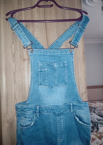 Koton koton Mavi Denim Midi Askılı Tulum