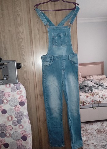 koton Mavi Denim Midi Askılı Tulum
