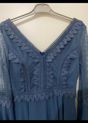 MAVİ DANTELLİ ELBİSE - Görsel 2