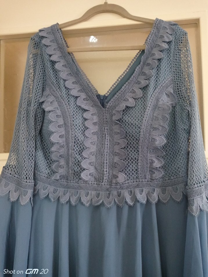 MAVİ DANTELLİ ELBİSE - Görsel 3