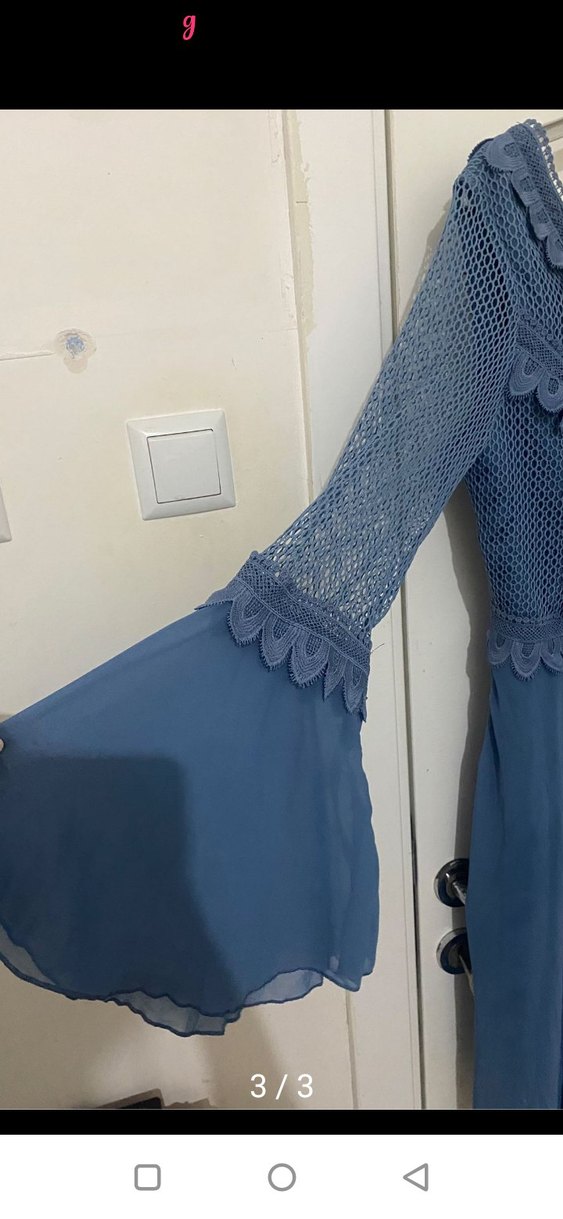 MAVİ DANTELLİ ELBİSE - Görsel 4