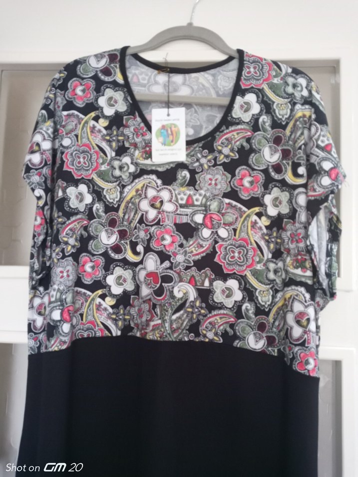 Bohem Siyah Baskılı  Elbise - Görsel 3