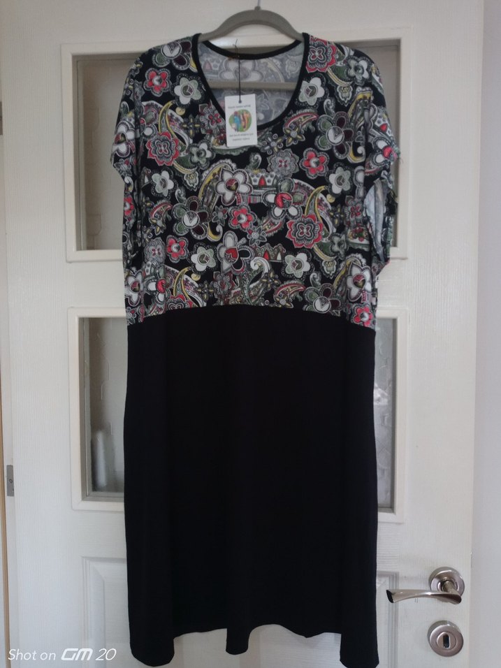 Bohem Siyah Baskılı  Elbise - Görsel 2