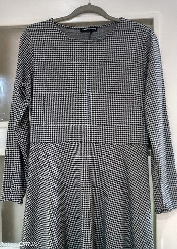 Gri Uzun Kollu kloş triko elbise - Görsel 5