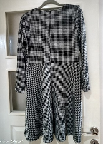 Gri Uzun Kollu kloş triko elbise - Görsel 6