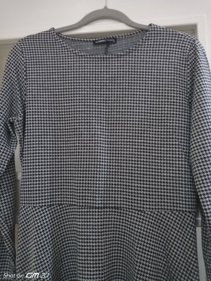 Gri Uzun Kollu kloş triko elbise - Görsel 2