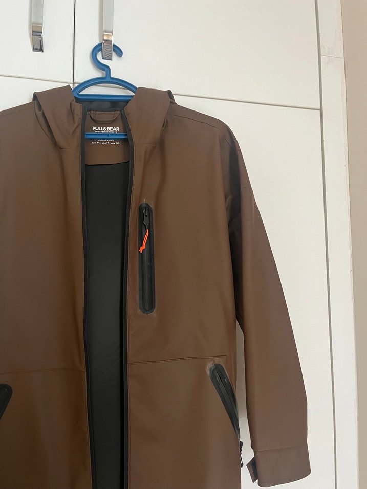 Kahverengi Fermuarlı Midi Yağmurluk - Görsel 3