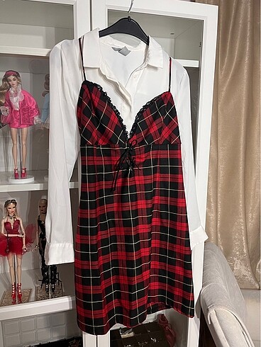 xxl Beden kırmızı Renk Ekose gotik y2k kısa mini elbise gothic # zara mango ipekyol twi