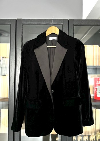 Mango Siyah Kadife Blazer Ceket - Görsel 4