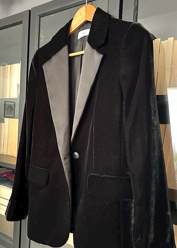 Mango Siyah Kadife Blazer Ceket - Görsel 3