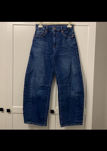 Kadın Lacivert Bol Kesim Midi Kot Pantolon