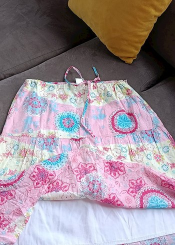 Pembe Bohem Uzun Bağcıklı Etek