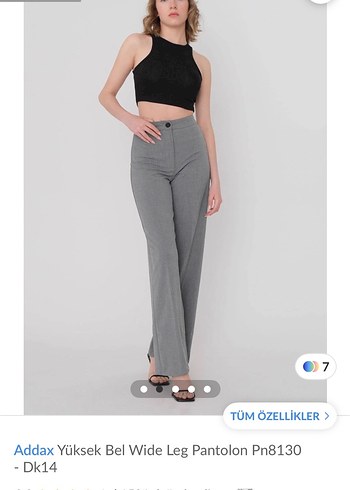 36 Beden Addax Gri Yüksek Bel Wide Leg Pantolon