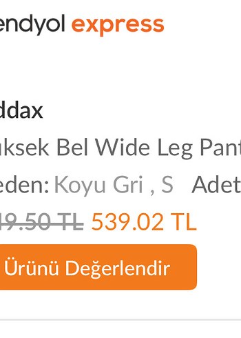 Addax Addax Gri Yüksek Bel Wide Leg Pantolon
