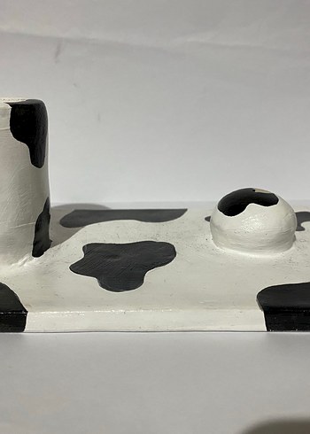 Siyah beyaz desenli seramik mumluk tütsülük - Görsel 2