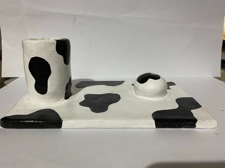 Siyah beyaz desenli seramik mumluk tütsülük - Görsel 2