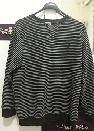 Vintage çizgili polar sweat