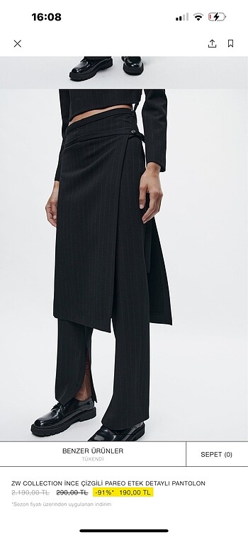 Zara etekli pantolon