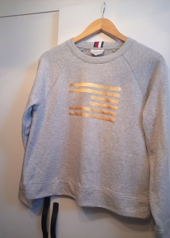 Gri Uzun Kollu Baskılı Sweatshirt