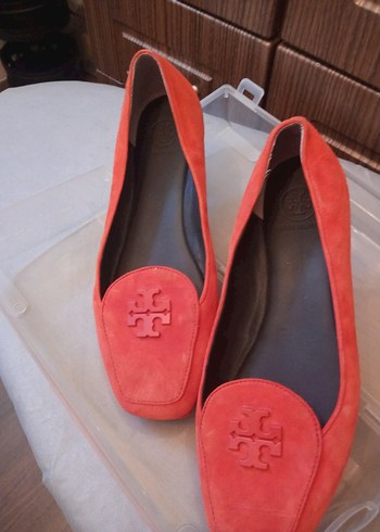 Tory Burch Kırmızı Süet Kadın Babet orjinal