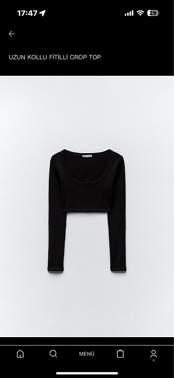 Zara uzun kollu crop