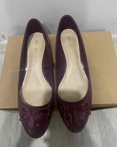 39,5 Beden Mango bordo topuklu babet