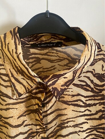 m Beden kahverengi Renk Vintage zebra desenli tül gömlek