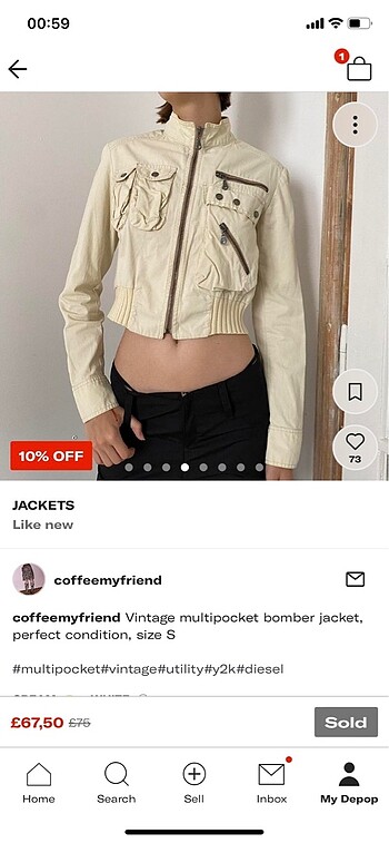 Krem rengi vintage y2k kargo ceket