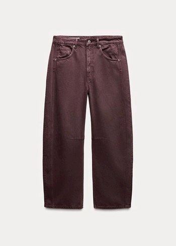 Zara Bordo Balon Denim Pantolon