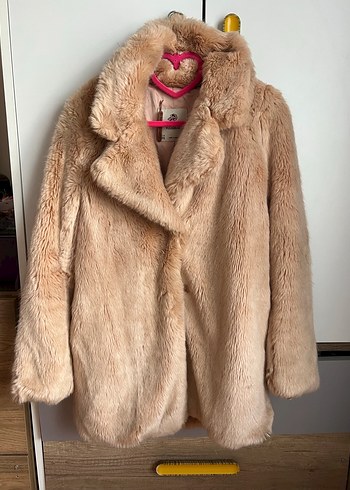 Pudra Pull and Bear Kadın Suni Kürk Midi Kaban
