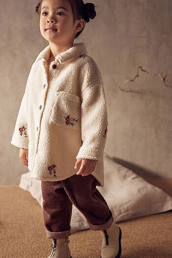 Zara Orjinal Marka Cicek İşlemeli Peluş Ceket