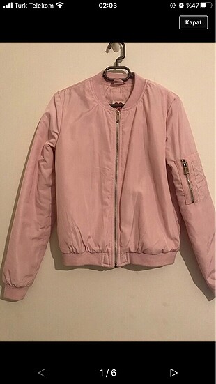 Pembe bomber ceket