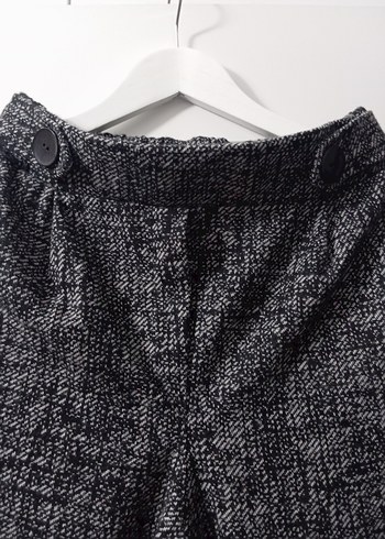 Düğmeli Gri Kadın Kumaş Pantolon - Görsel 2