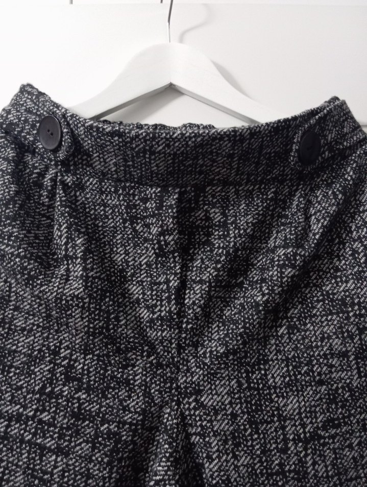 Düğmeli Gri Kadın Kumaş Pantolon - Görsel 2