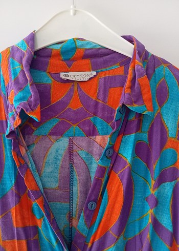 Renkli Desenli Salaş Elbise - Görsel 2