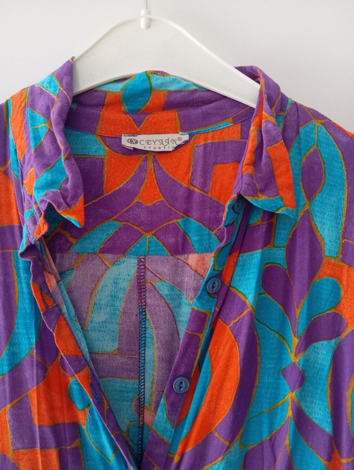 Renkli Desenli Salaş Elbise - Görsel 2