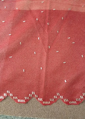 Kırmızı Tel Kırma Kına Örtüsü ve Yeşil Damat Örtüsü Eldiveni - Görsel 4