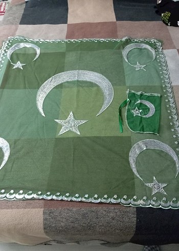 Kırmızı Tel Kırma Kına Örtüsü ve Yeşil Damat Örtüsü Eldiveni - Görsel 6