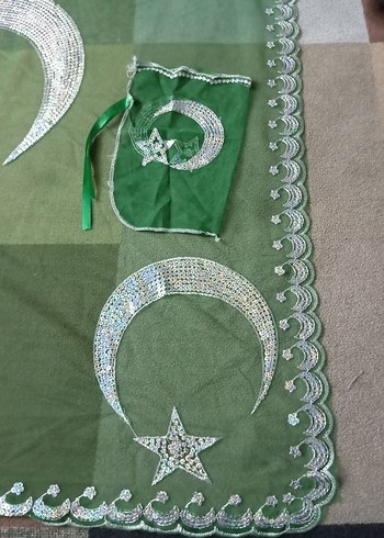 Kırmızı Tel Kırma Kına Örtüsü ve Yeşil Damat Örtüsü Eldiveni - Görsel 8