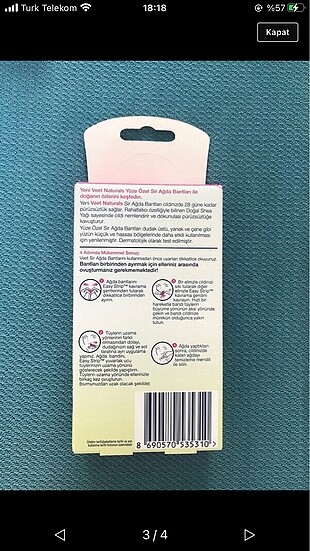  Beden VEET AĞDA YÜZE ÖZEL