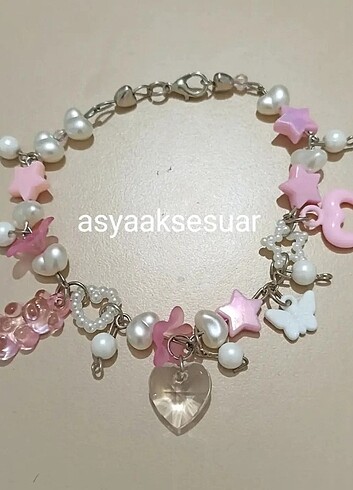 Pink dream jewerly bileklik handmade y2k kalpli 