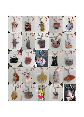 Diğer İnce plastik anahtarlıklar adet fiyatı muz kedi kediler