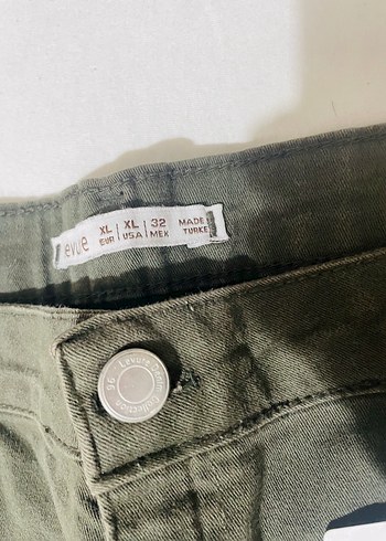 xl Beden Kadın Haki Mini Denim Şort