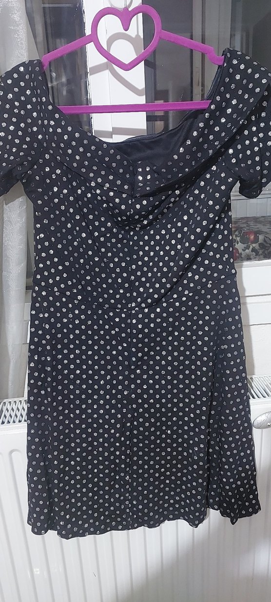 Koton Siyah simli Puantiyeli  Elbise - Görsel 2