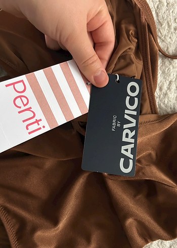 Kahverengi Drapeli Kadın Monokini - Görsel 2