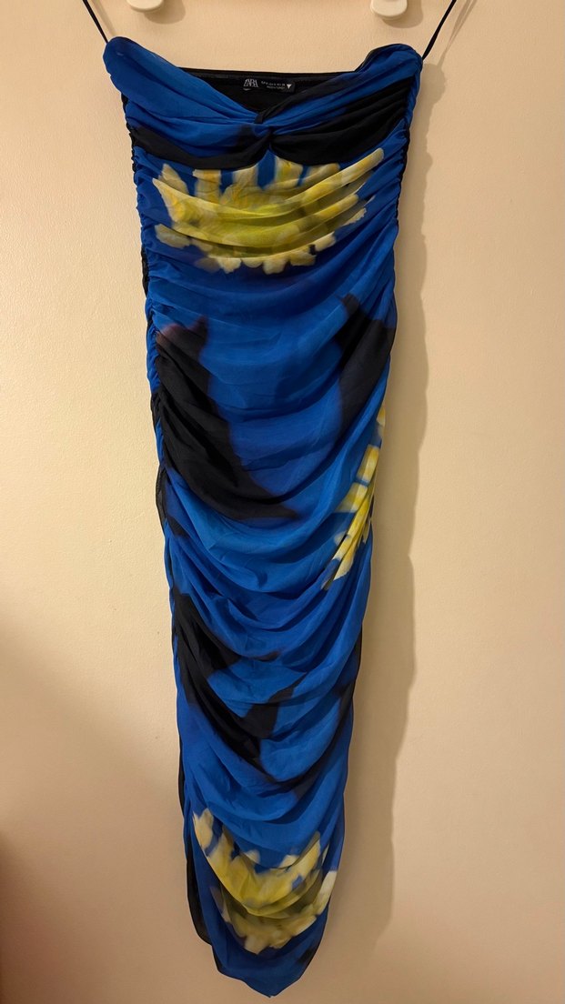 Zara Straplez Midi Elbise - Görsel 4