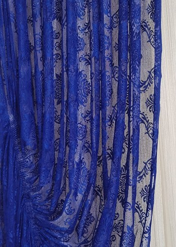 Sax   Mavi Bohem Bağlamalı Tül Fon Perde - Görsel 4